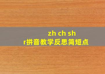 zh ch sh r拼音教学反思简短点